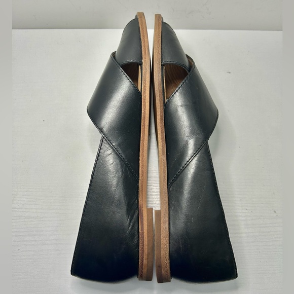 Madewell The Blaine Crisscross Flat Black Leather Size 7.5 - Picture 9 of 16